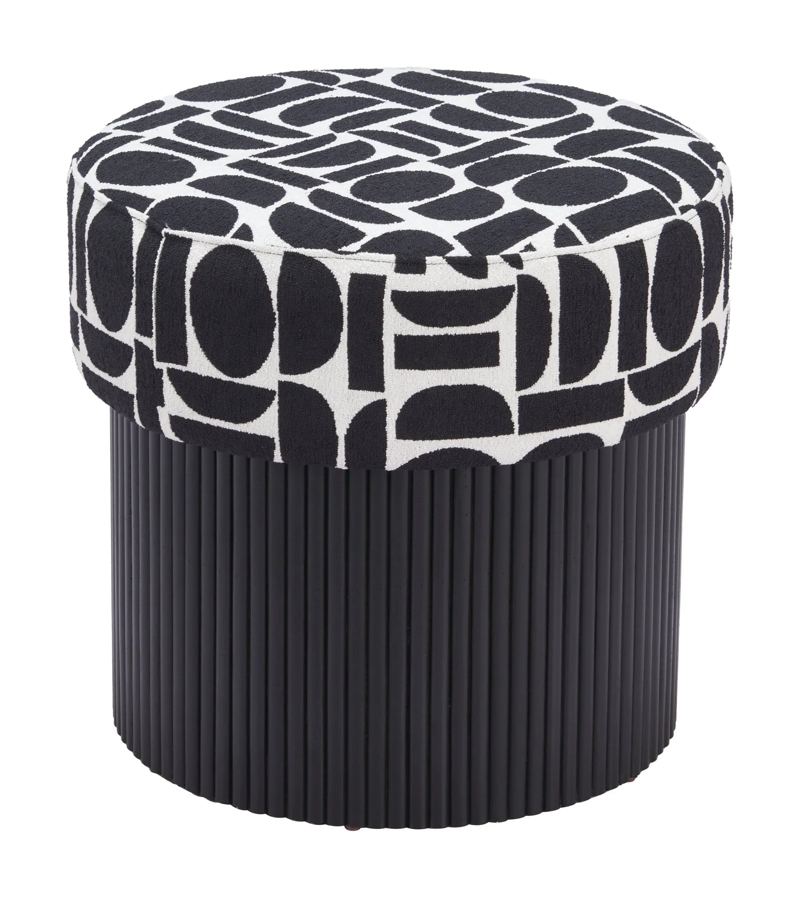 Zuo Boto Storage Ottoman Black & White OTTOMANS, POUFS, + STOOLS