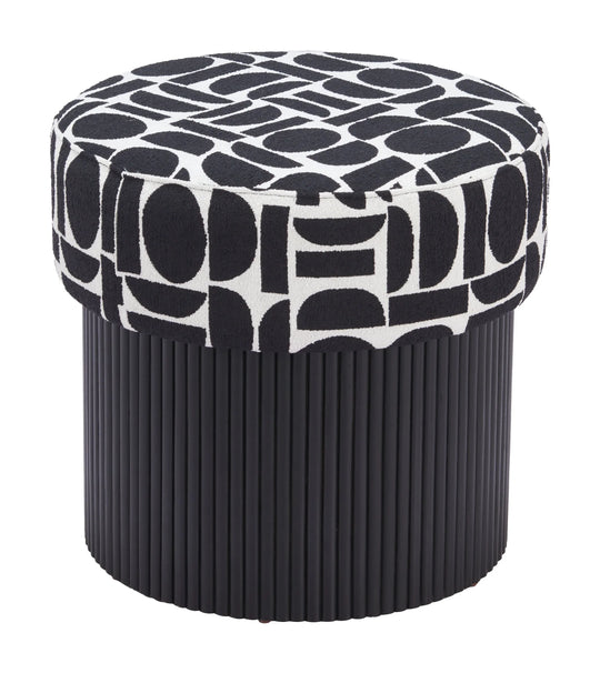 Zuo Boto Storage Ottoman Black & White OTTOMANS, POUFS, + STOOLS