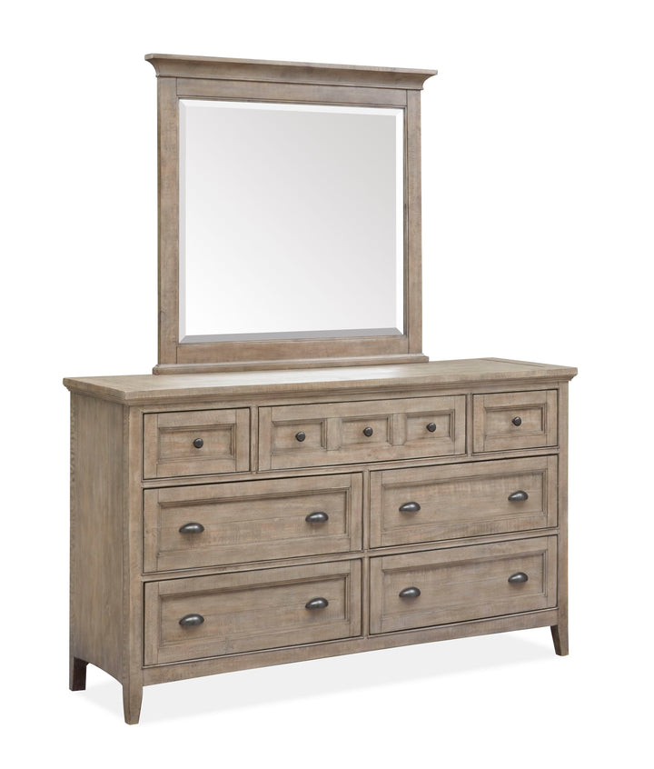 Paxton Place Dovetail Grey Drawer Dresser With Landscape Mirror - B4805-2040