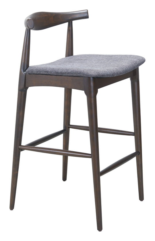 Zuo Tuzka Barstool (Set of 2) Gray & Espresso BAR STOOLS + COUNTER STOOLS