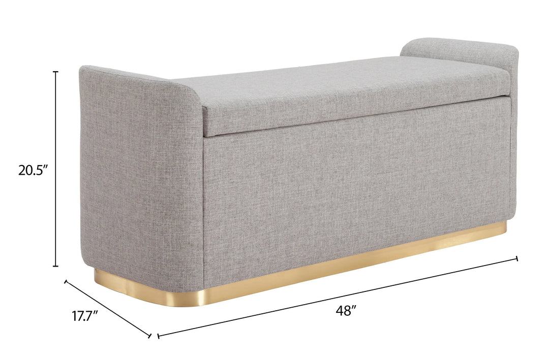 Dobo Storage Bench Gray - AmericanHomeFurniture