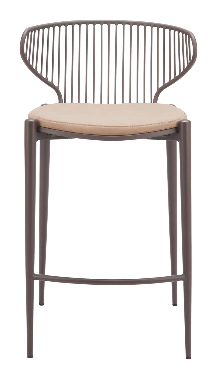Silues Counter Stool (Set of 2) Taupe & Brown - AmericanHomeFurniture