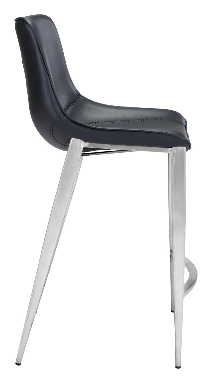 Magnus Counter Stool (Set of 2) Black & Silver - AmericanHomeFurniture