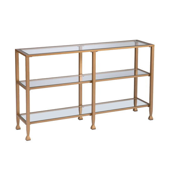SEI Furniture Jaymes Narrow Metal Console Table w/ Glass Shelves - Gold CONSOLE TABLES