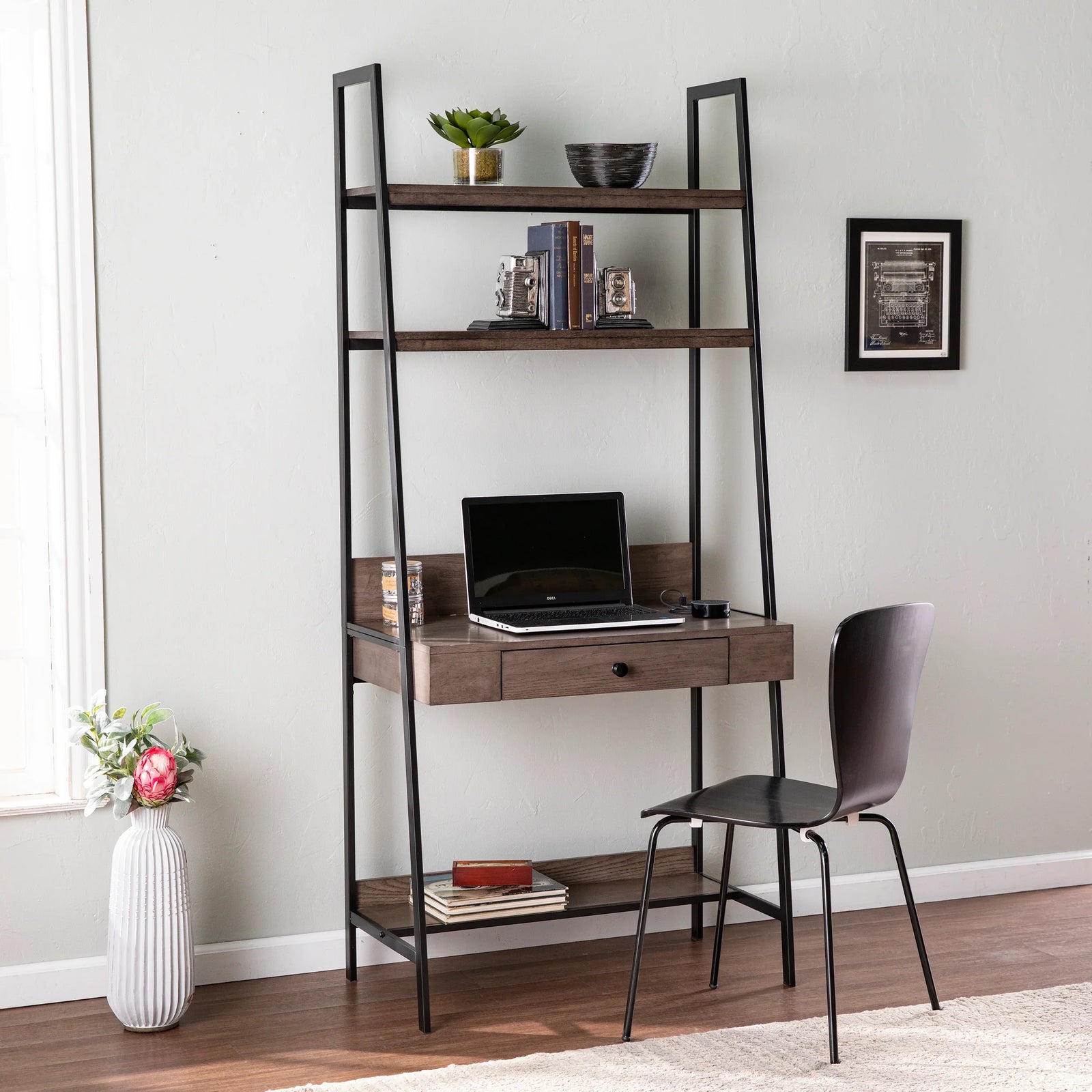SEI Furniture Lizvan Industrial Ladder Desk w/ Storage DESKS