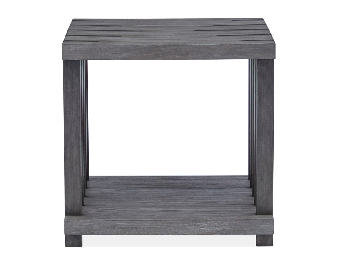 Eldridge Weathered Gravel And Satin Bronze Rectangular End Table - T4917-03