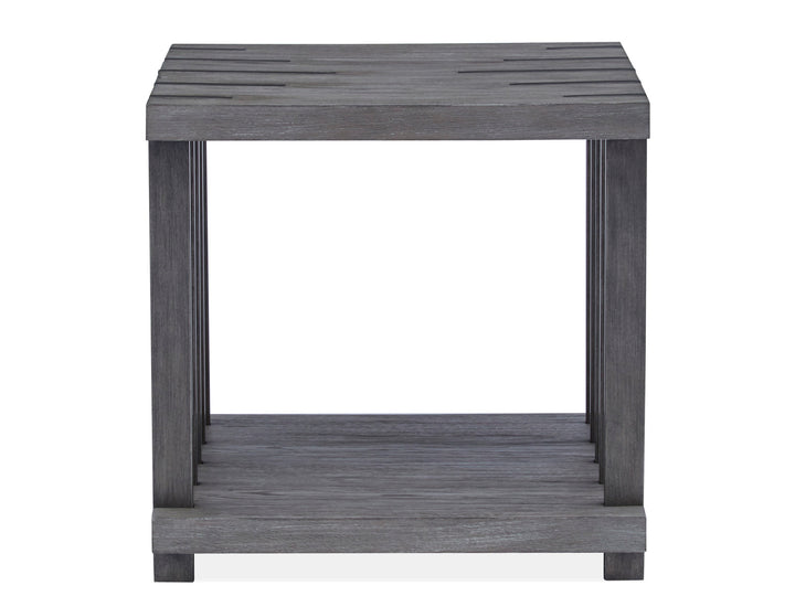 Eldridge Weathered Gravel And Satin Bronze Rectangular End Table - T4917-03