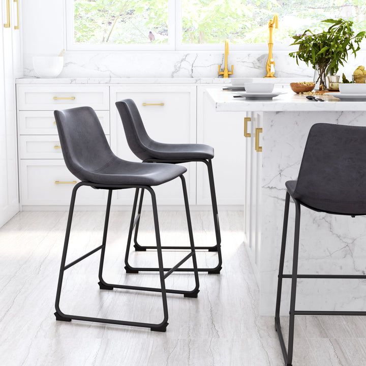 Smart Counter Stool (Set of 2) Charcoal - AmericanHomeFurniture