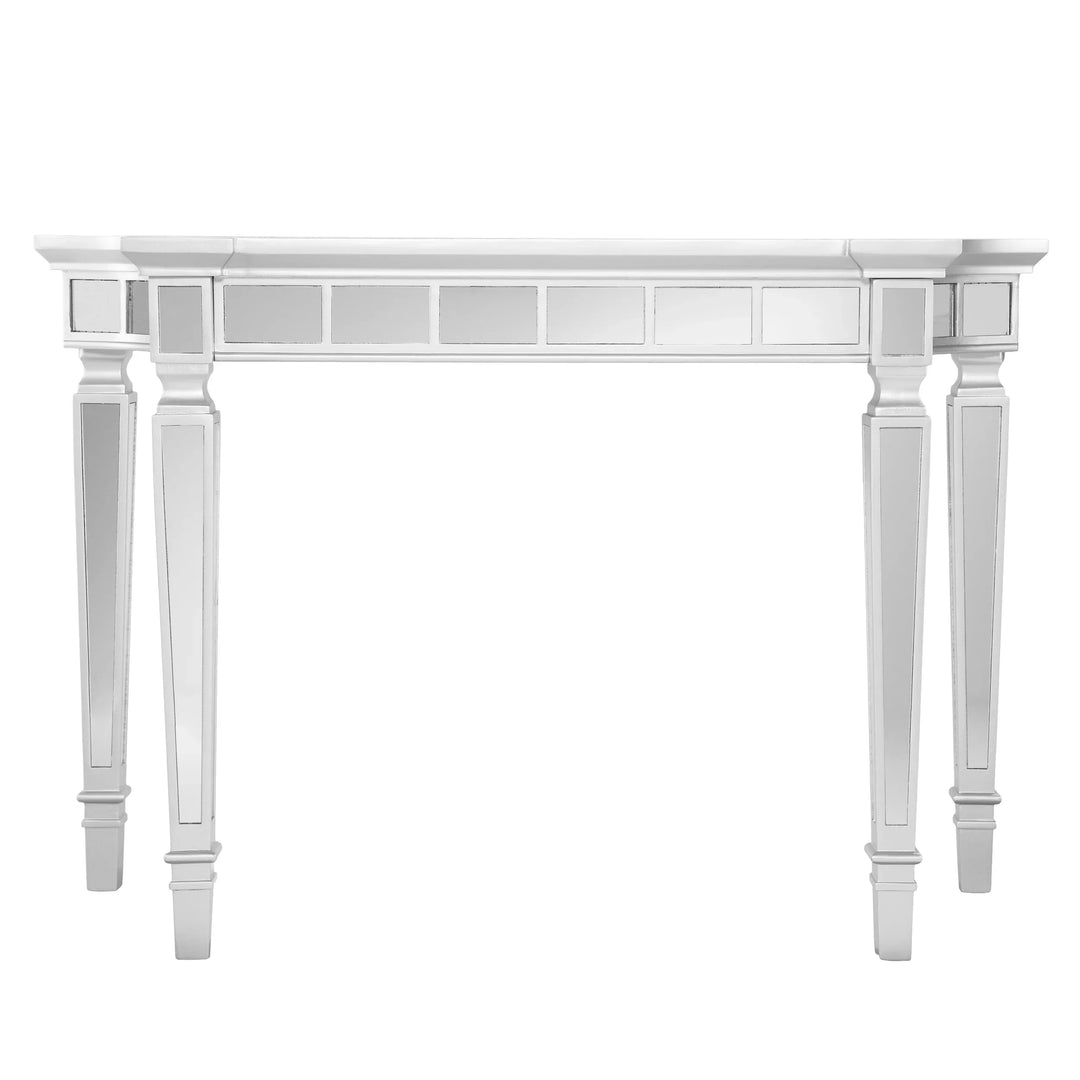 Glenview Glam Mirrored Console Table - Matte Silver - AmericanHomeFurniture