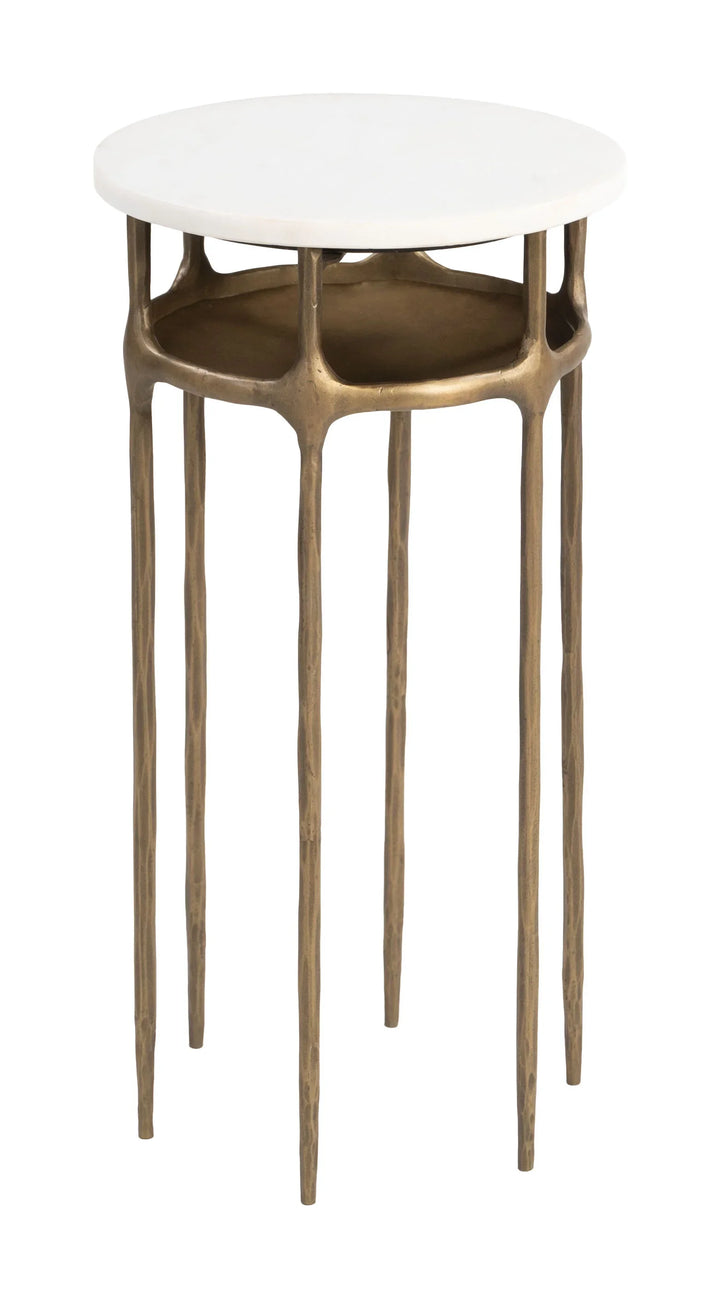 Bild Side Table White & Brass - AmericanHomeFurniture