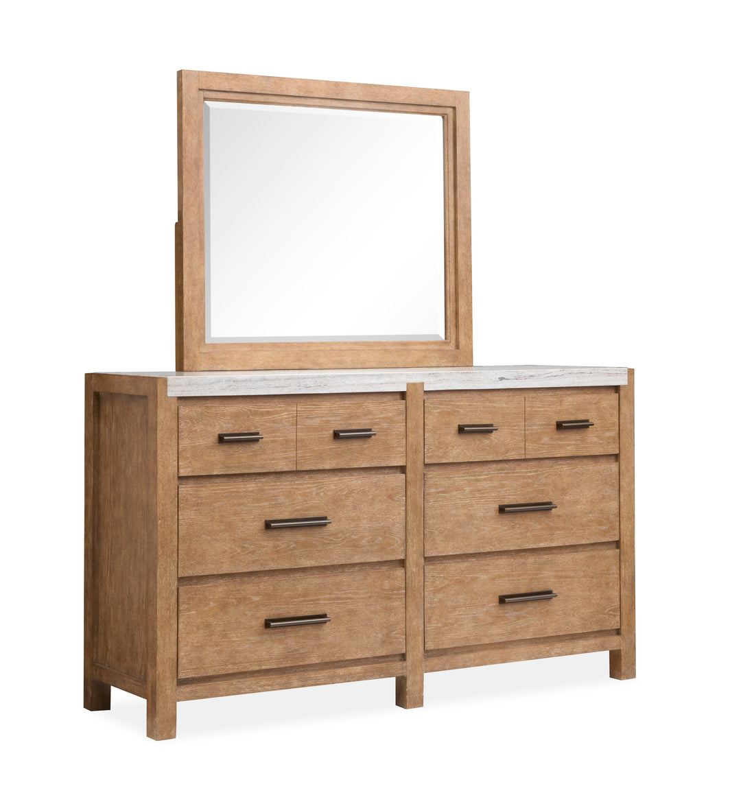 Plum Creek Sierra Brown Drawer Dresser With Landscape Mirror - B5768-2040