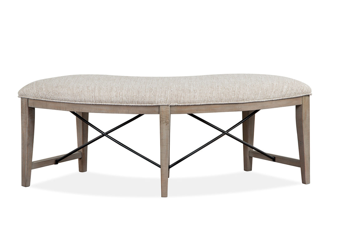 Paxton Place Dovetail Grey Upholstered Curved Bench - D4805-67