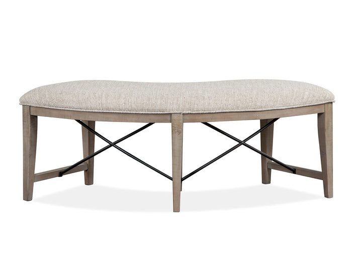 Paxton Place Dovetail Grey Upholstered Curved Bench - D4805-67