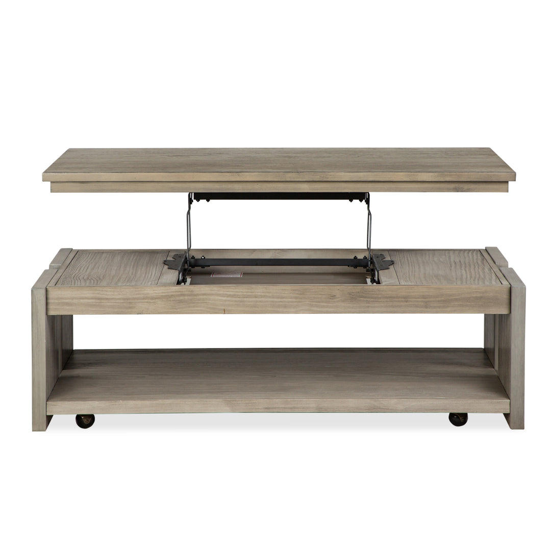 Conrad Stone Harbor Grey Rectangular Lift Top Storage Cocktail Table With Casters - T5865-50