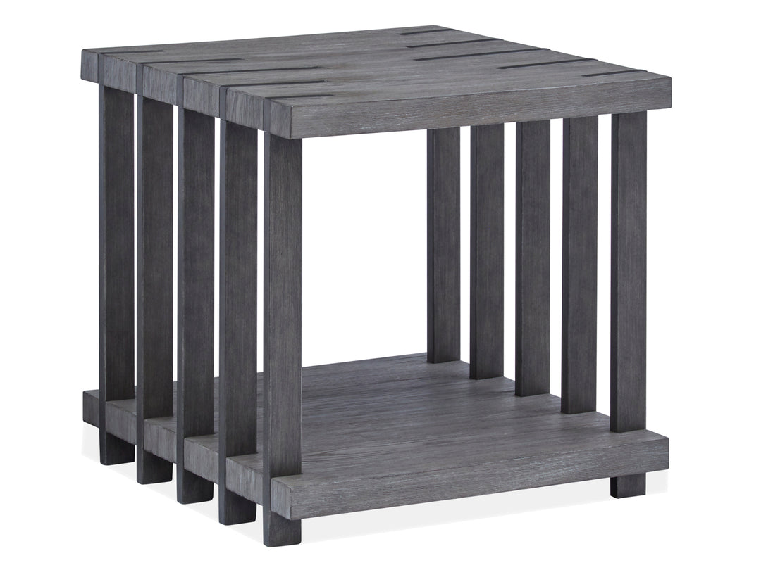 Eldridge Weathered Gravel And Satin Bronze Rectangular End Table - T4917-03