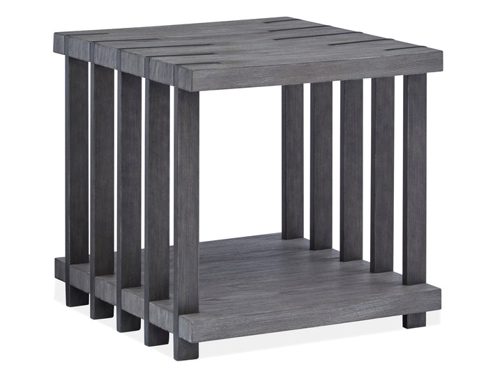 Eldridge Weathered Gravel And Satin Bronze Rectangular End Table - T4917-03