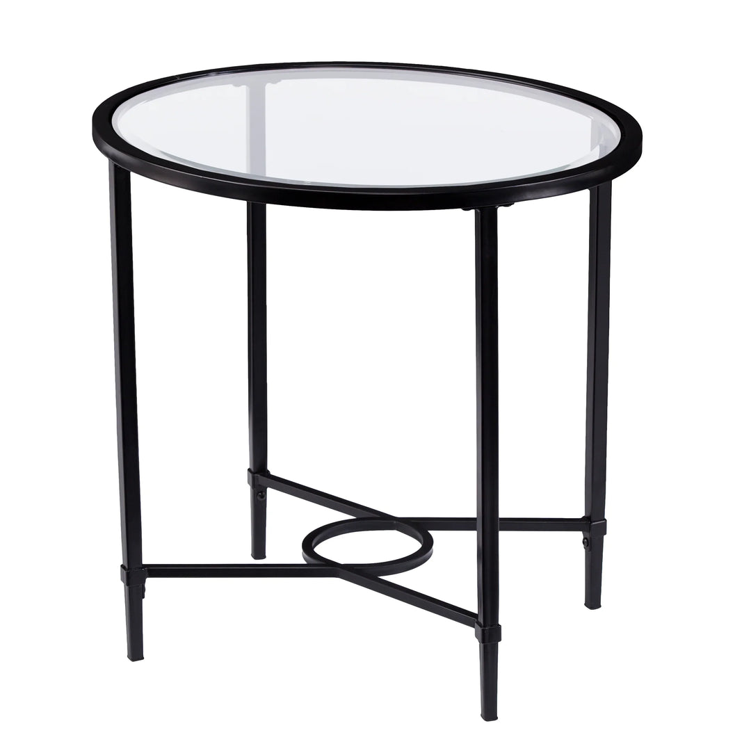 Quinton Metal/Glass Oval Side Table - AmericanHomeFurniture