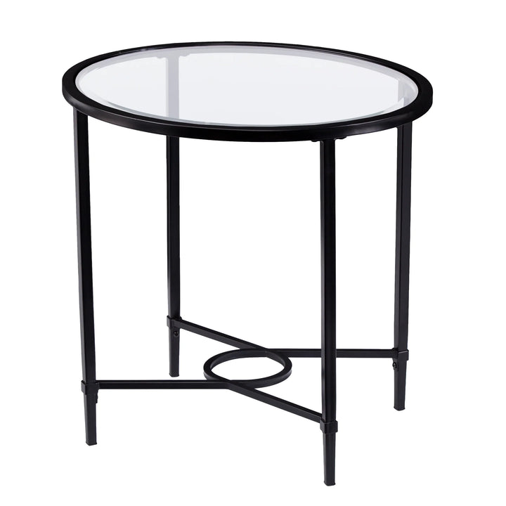 Quinton Metal/Glass Oval Side Table - AmericanHomeFurniture