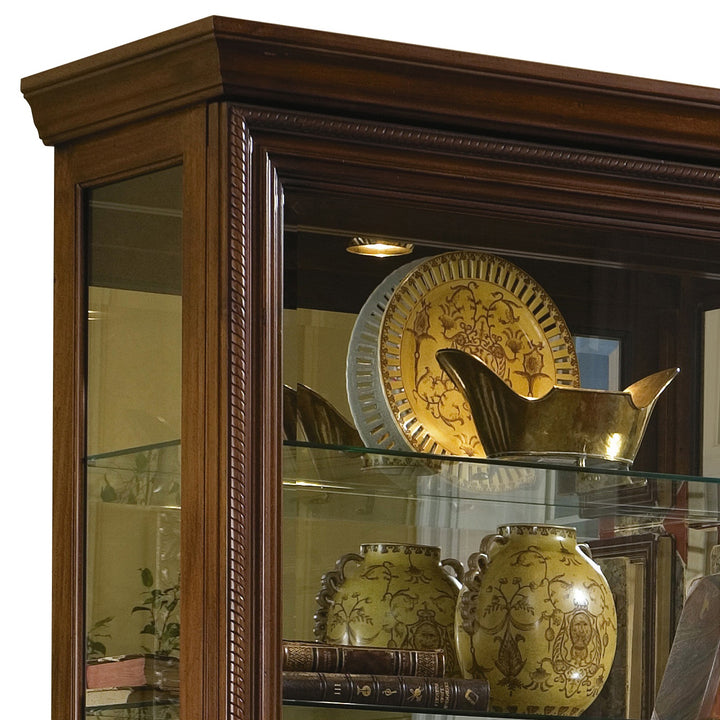 Curios Oak Brown Edwardian 5 Shelf Sliding Door Curio Cabinet - 21015