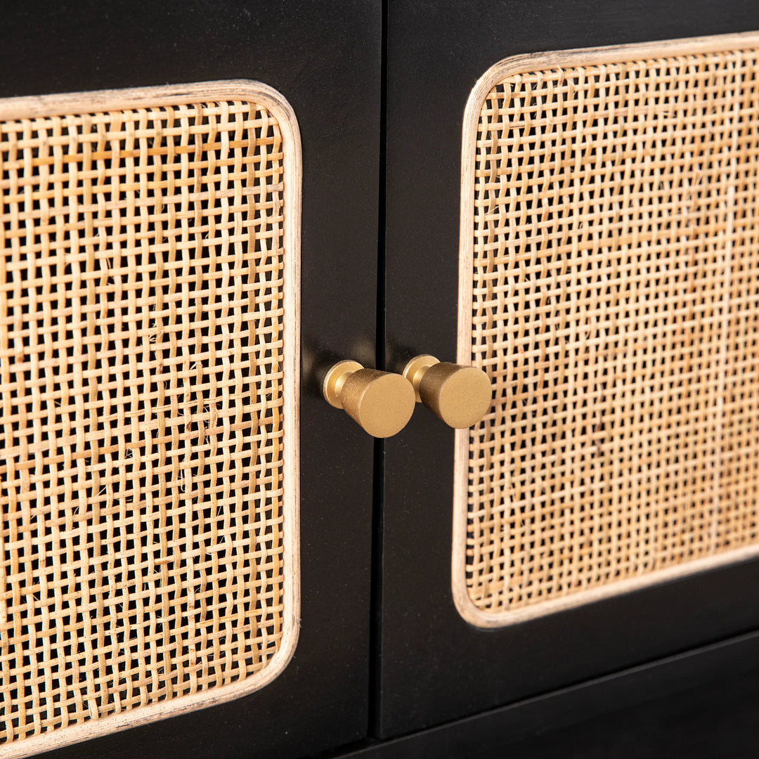 Mursley Media Cabinet w/ Storage - Black - AmericanHomeFurniture