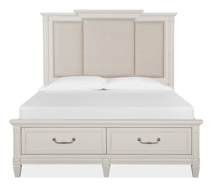 Willowbrook Egg Shell White Queen Panel Upholstered Storage Bed - B5324-55A