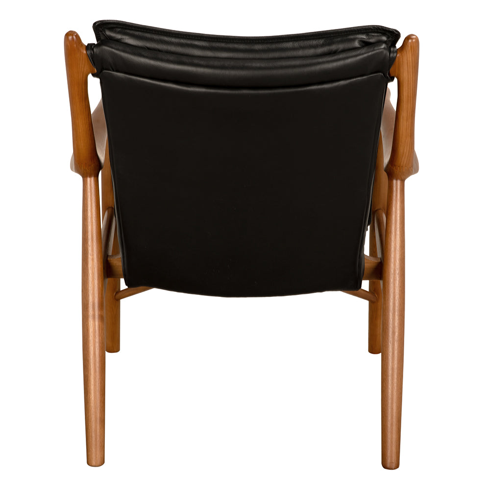 Noir - Weston Chair with Black Leather - LEA-C006BLL