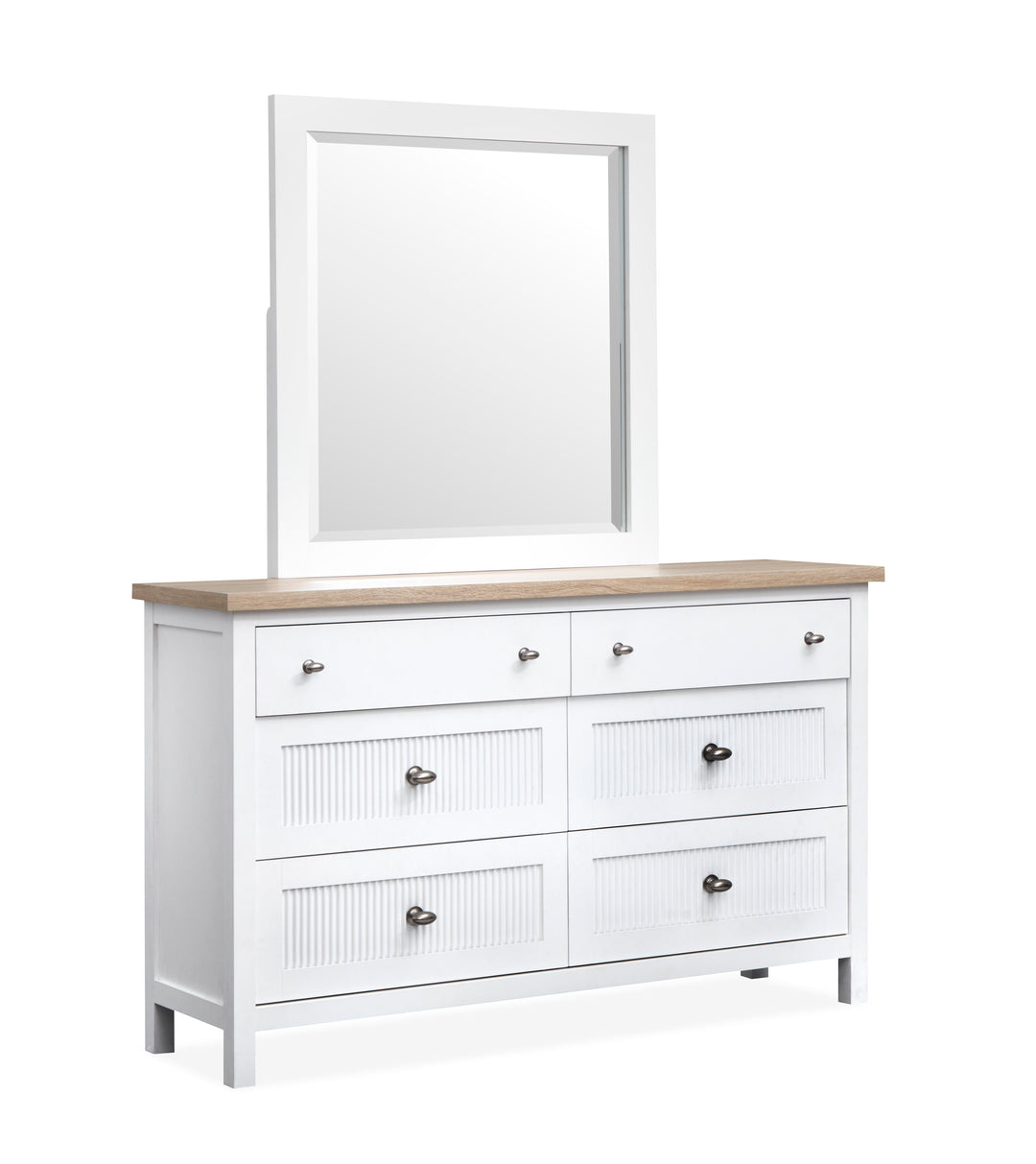 Windmill Harbour White Whisp And Sand Double Drawer Dresser With Portrait Mirror - B6313-2242