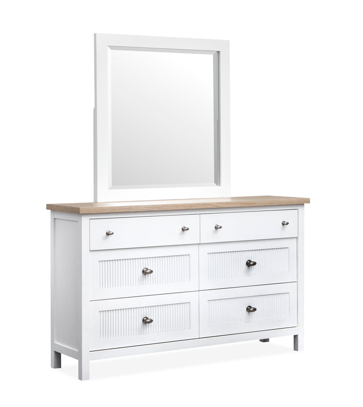 Windmill Harbour White Whisp And Sand Double Drawer Dresser With Portrait Mirror - B6313-2242