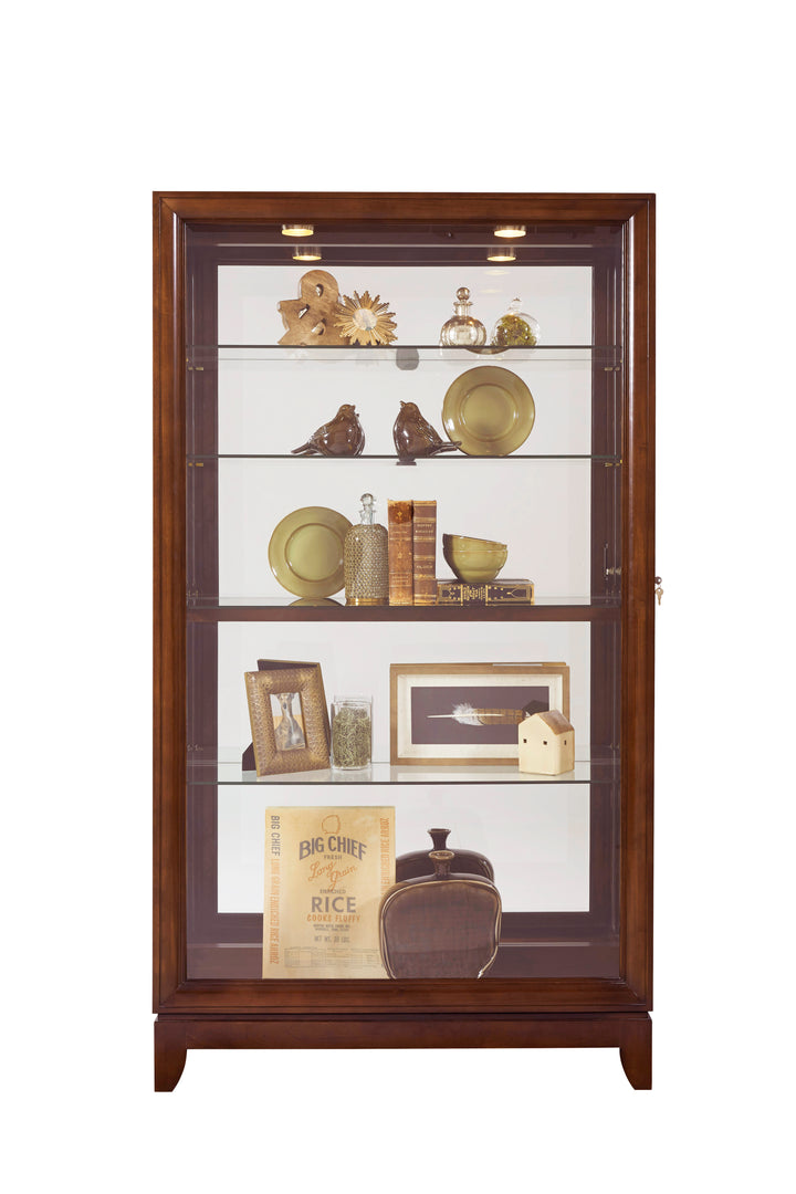 Curios Chocolate Cherry Sliding Door 5 Shelf Curio Cabinet - 20661