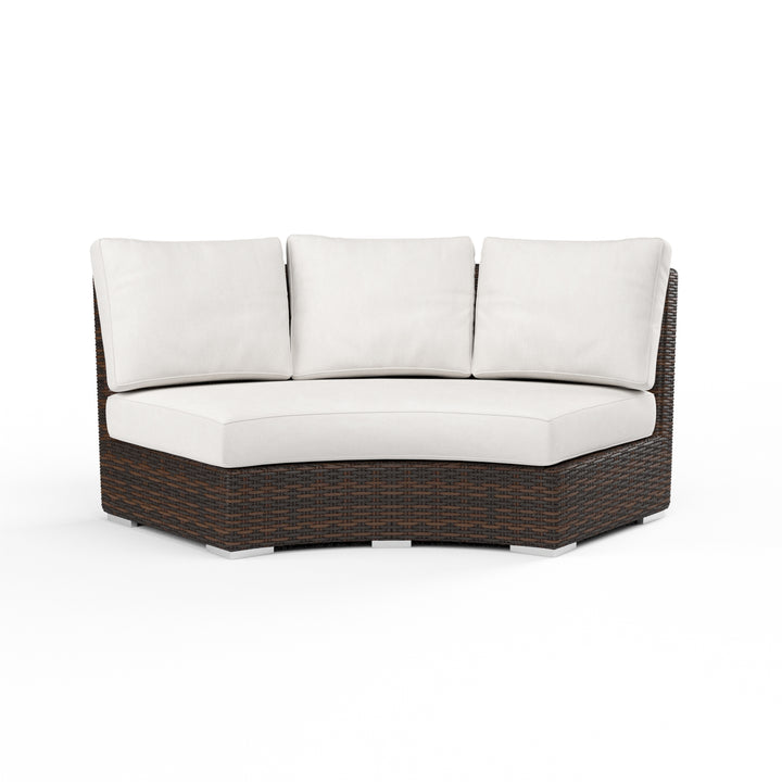 American Home Furniture | Sunset West - Montecito Curved Loveseat in Canvas Flax w/ Self Welt