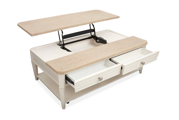 Echo Isles Sea Pearl And Driftwood Lift Top Storage Cocktail Table With Casters - T6310-50