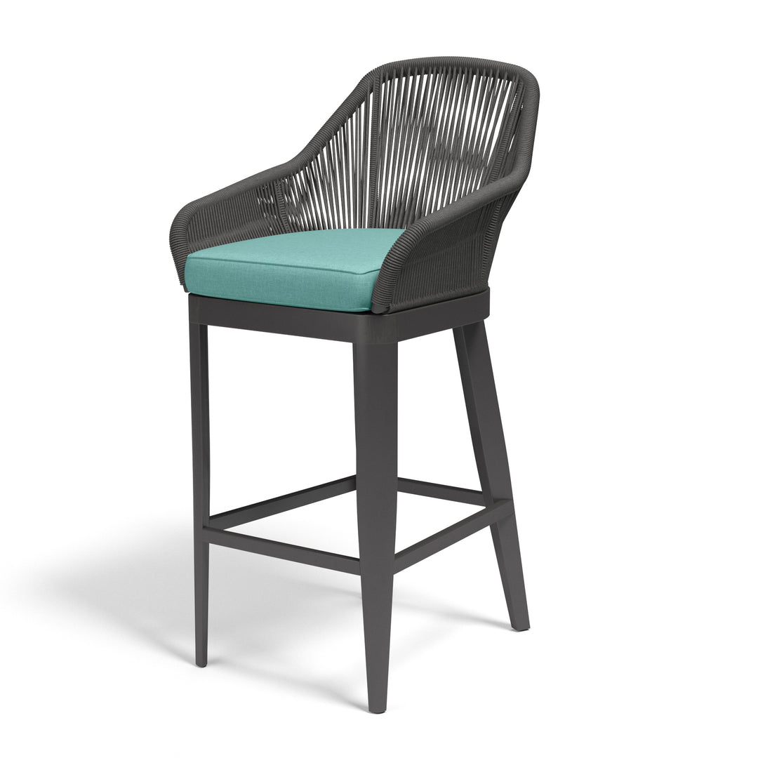 Milano Barstool in Dupione Celeste w/ Self Welt
