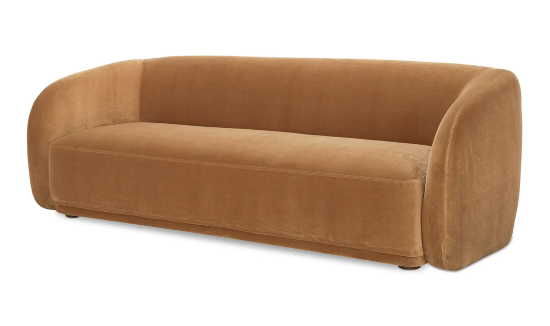 Faye Sofa Tan Faux Mohair - AmericanHomeFurniture