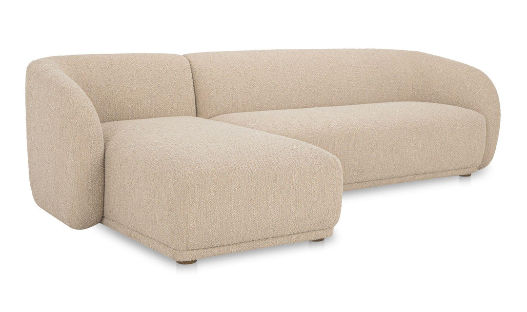 Faye Left Sectional Beige Boucle - AmericanHomeFurniture