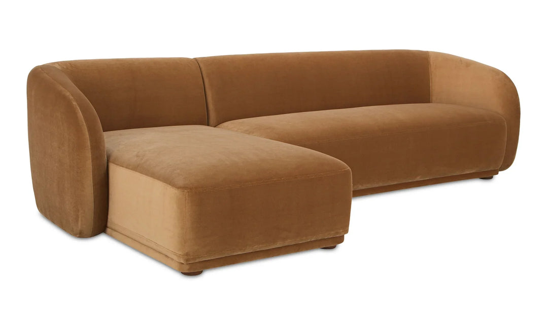 Faye Left Sectional Tan Faux Mohair - AmericanHomeFurniture