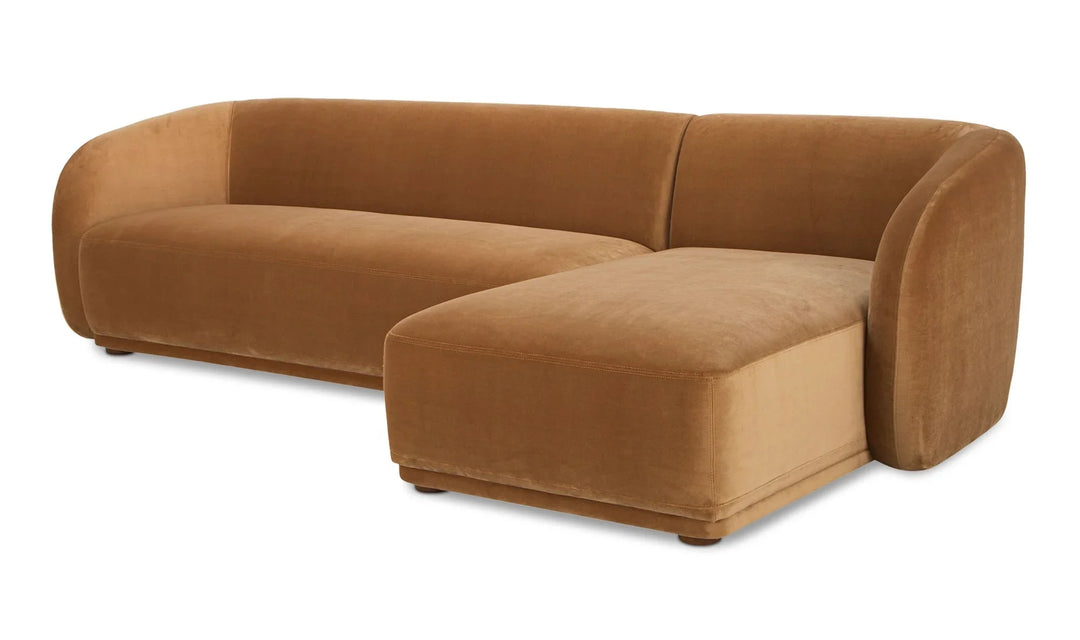 Faye Right Sectional Tan Faux Mohair - AmericanHomeFurniture