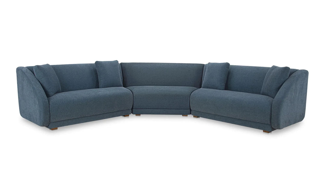 Fraser 3 Piece Modular Sectional with Wedge Slipper Deep Blue - AmericanHomeFurniture