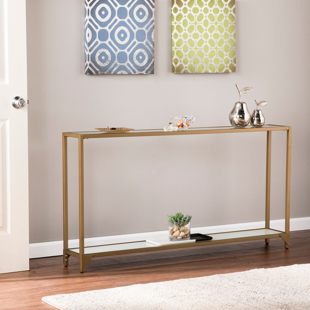 American Home Furniture | SEI Furniture - Bergen Narrow Console Table - Gold