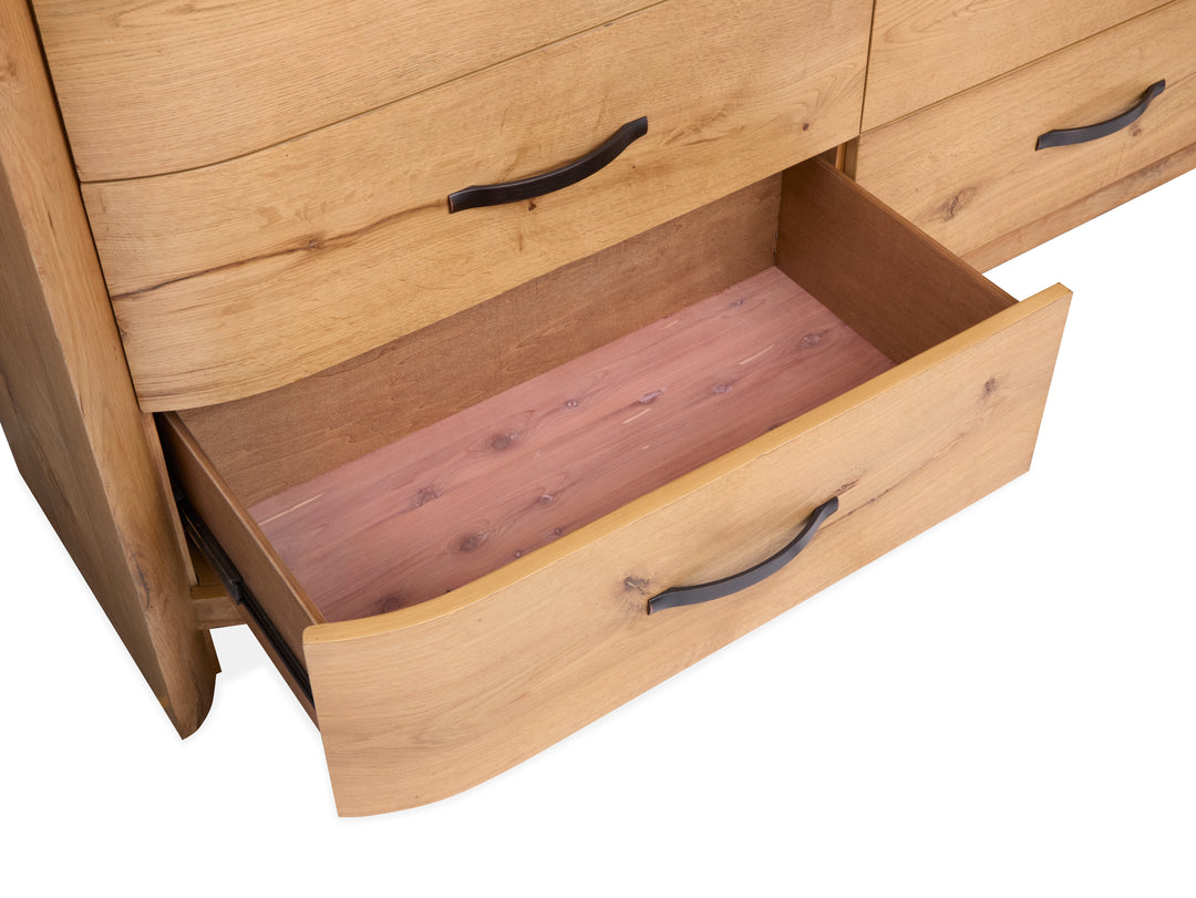 Laramie Honey Wheat Double Drawer Dresser With Landscape Mirror - B6433-2240