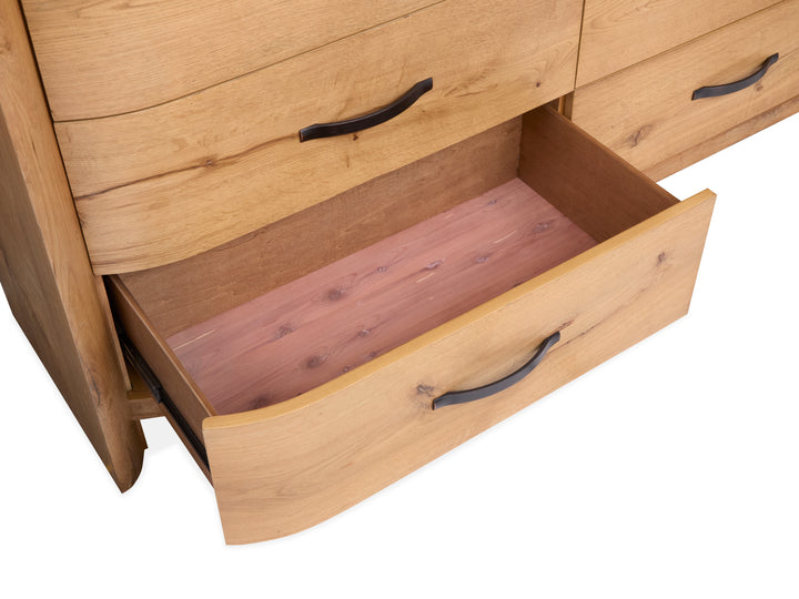 Laramie Honey Wheat Double Drawer Dresser With Landscape Mirror - B6433-2240