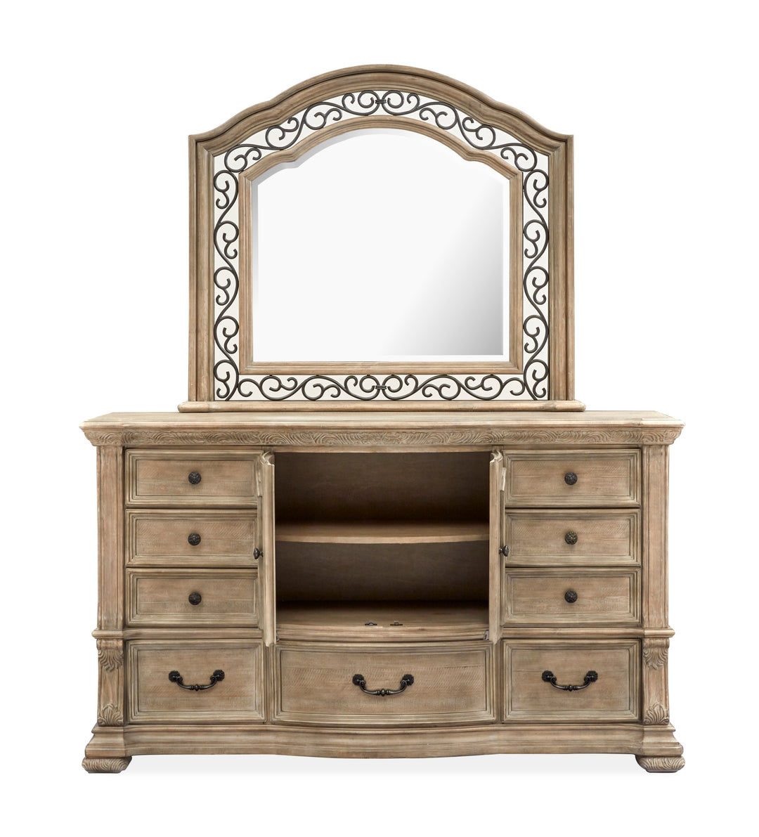Marisol Fawn Drawer Dresser With Shaped Mirror - B5132-2045