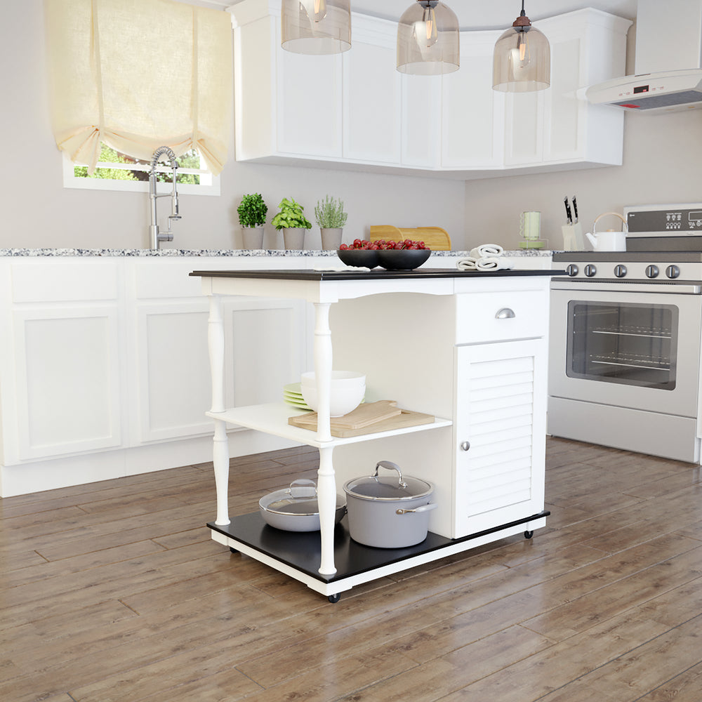 American Home Furniture | SEI Furniture - Muxlow Rolling Kitchen Island w/ Storage