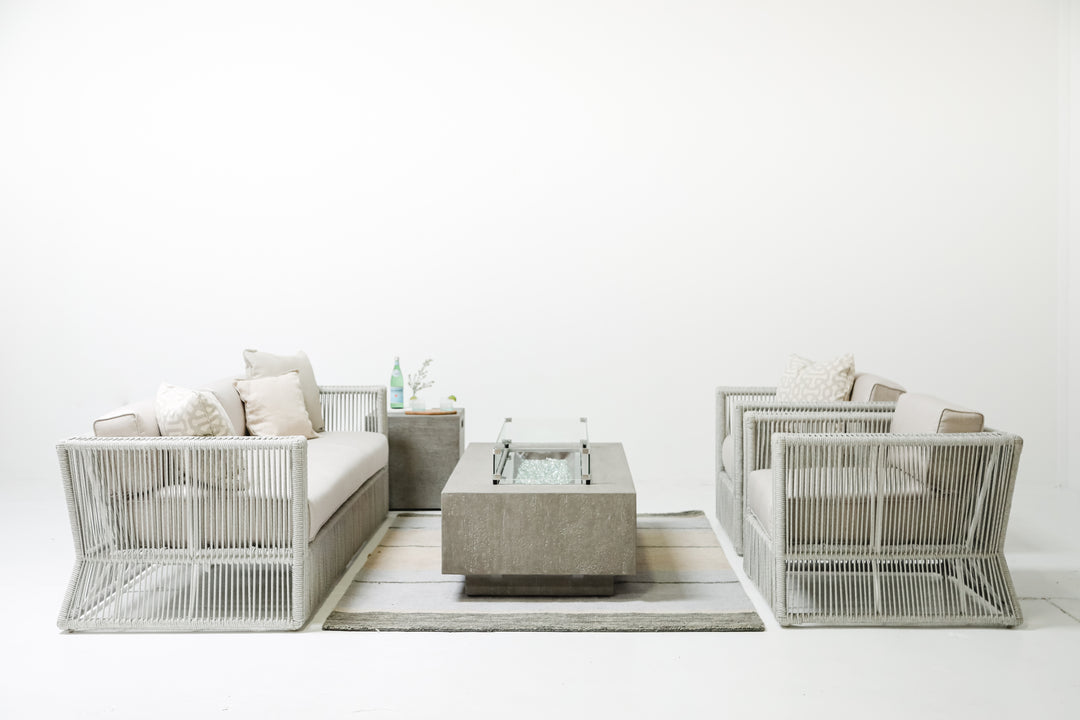 Miami Sofa in Dupione Celeste w/ Self Welt