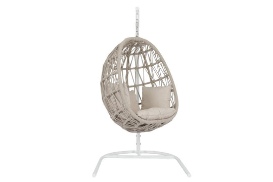 American Home Furniture | Sunset West - Dana Rope Hanging Club Chair in Linen Canvas w/ Self Welt