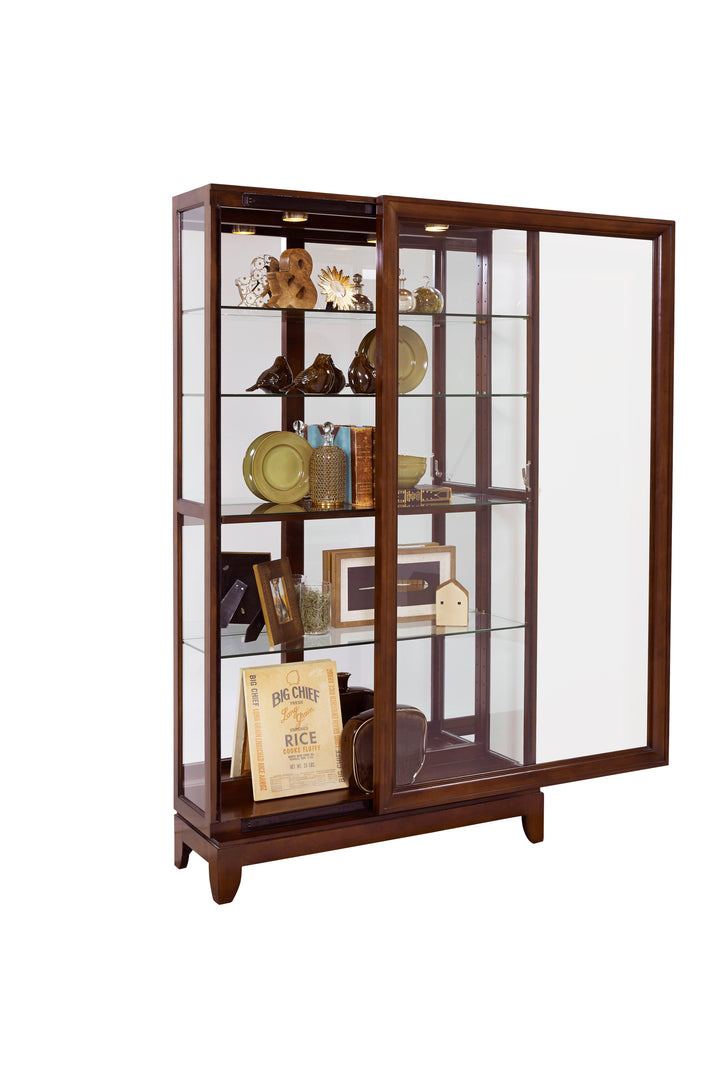 Curios Chocolate Cherry Sliding Door 5 Shelf Curio Cabinet - 20661