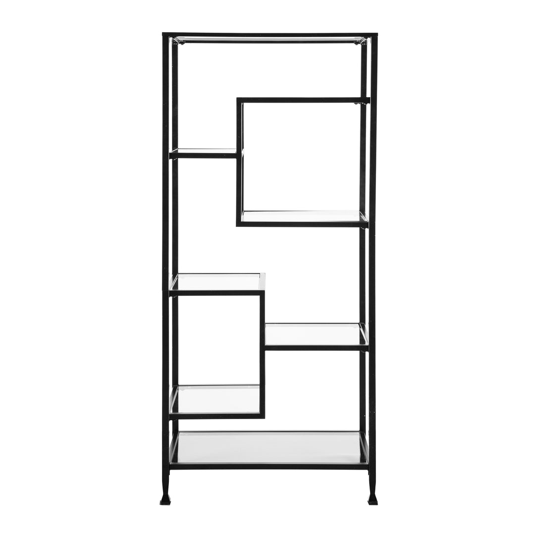 American Home Furniture | SEI Furniture - Jaymes Metal/Glass Asymmetrical Étagère/Bookcase