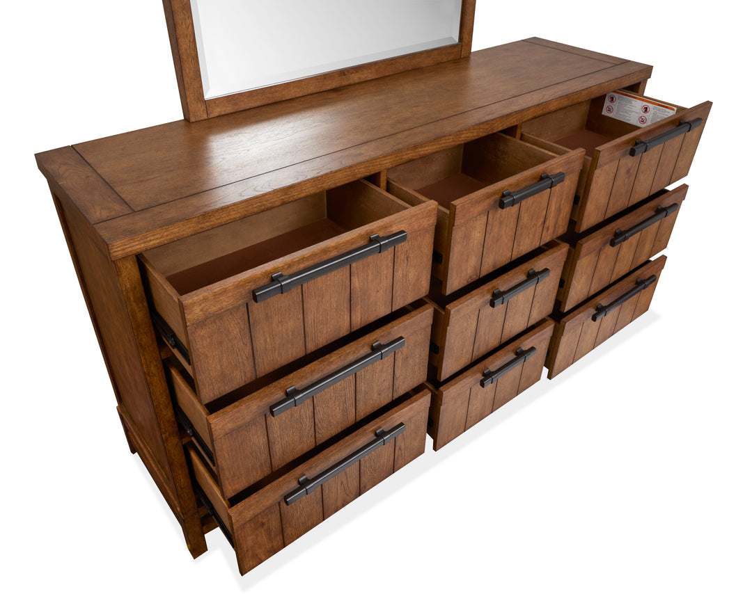 Conway Honey Wheat Drawer Dresser With Portrait Mirror - B6422-2042