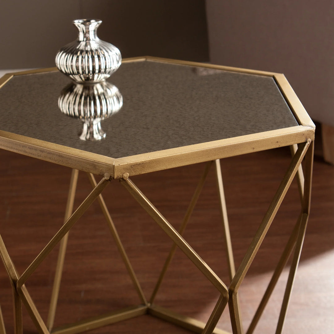 Joelle Geometric Accent Table - Gold - AmericanHomeFurniture
