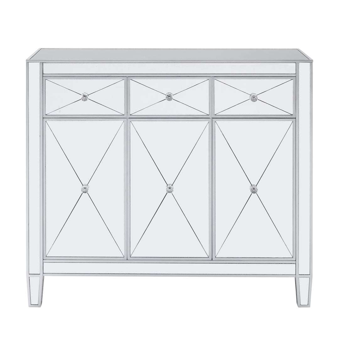 American Home Furniture | SEI Furniture - Mirage 3-Door Mirrored Cabinet