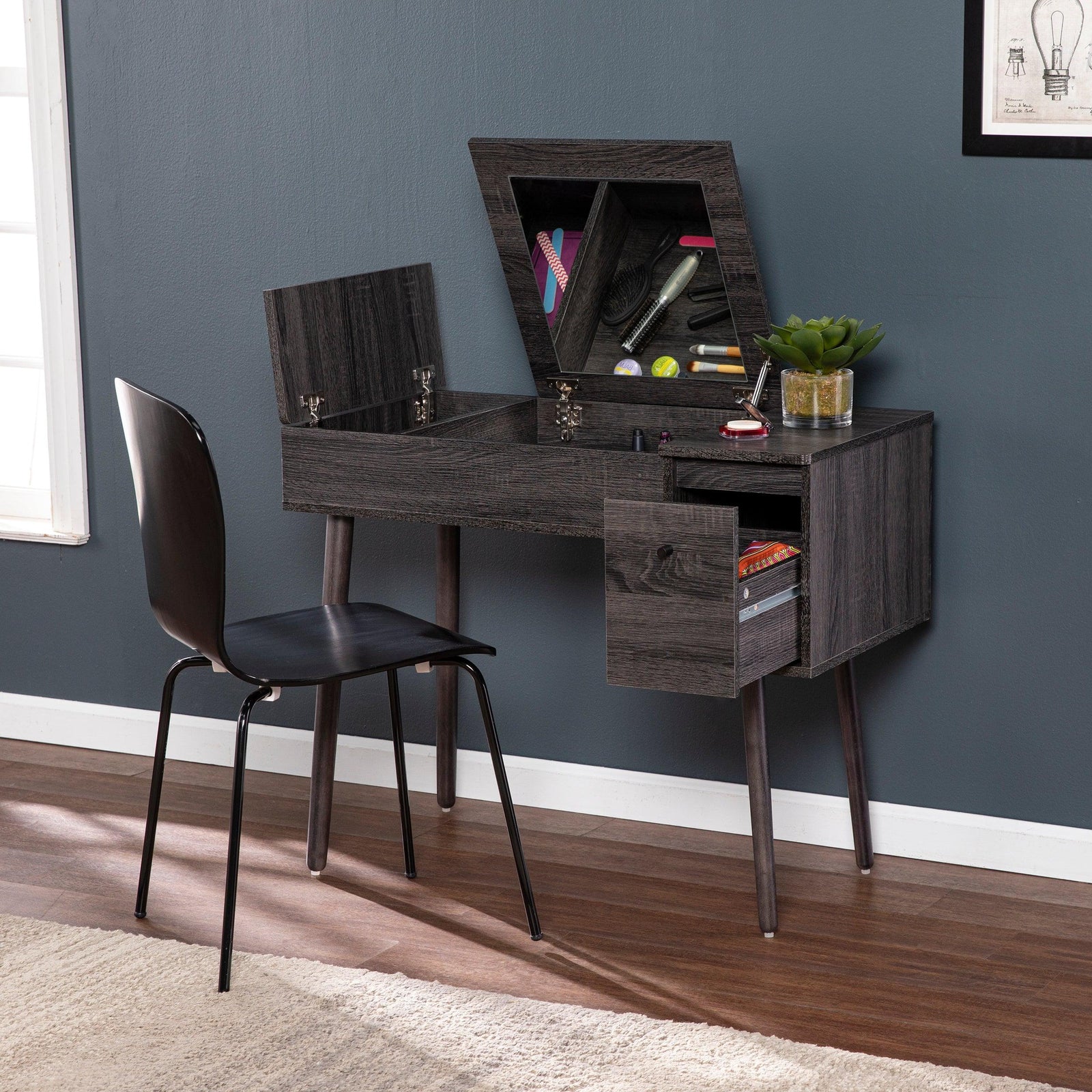 SEI Furniture Holly & Martin Harzen Storage Vanity w/ Mirror DESKS